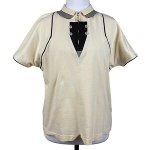 Jamie Sadock Quarter Zip Polo Shirt Womens M Ivory Golf Tennis Hong Kong Vintage